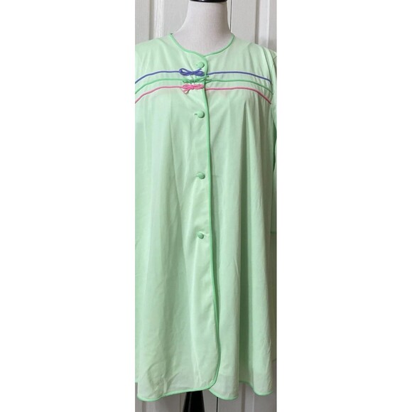 Vintage 2 Pc Lorraine Green Nylon Babydoll Nightgown and Robe Peignoir - Picture 13 of 16